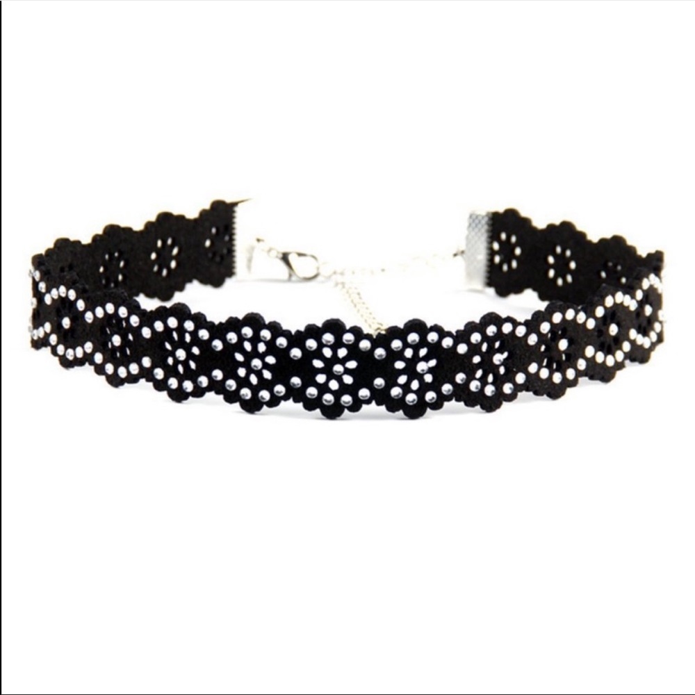 5/$25 rhinestone black choker necklace crystals